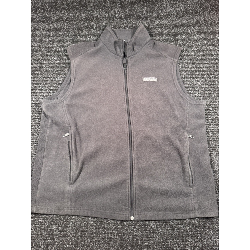 Columbia Granite Mountain Fleece Vest Mens XL Black Full Zip Hiking 1646731